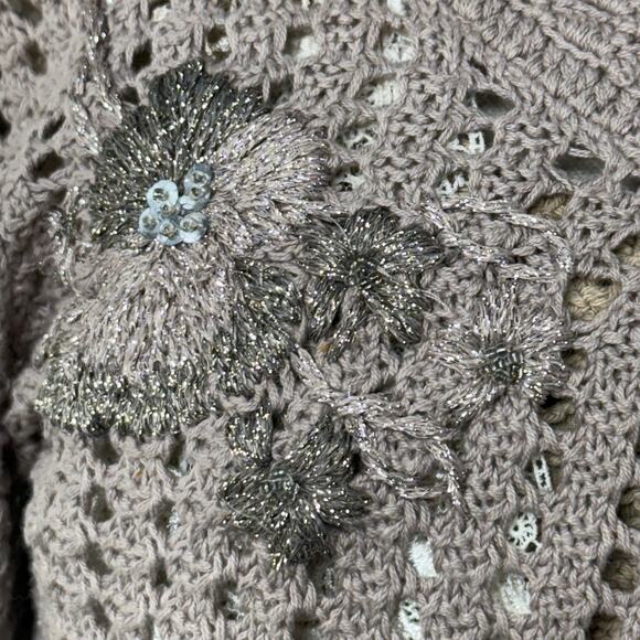 90s Y2k Embroidered Floral Cardigan Sweater Mori Kei Forest Fairy Coquette M - Picture 4 of 10
